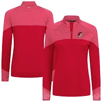 Women's Levelwear Red Portland Trail Blazers Classic Stripes Quarter-Zip Top