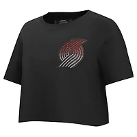 Women's Pro Standard Black Portland Trail Blazers Jewels Boxy Cropped T-Shirt