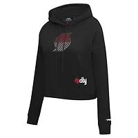 Sweat à capuche court noir Pro Standard pour femme Portland Trail Blazers Jewels