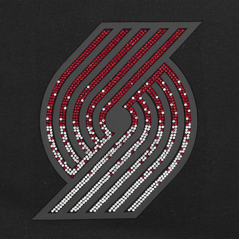 Sweat à capuche court noir Pro Standard pour femme Portland Trail Blazers Jewels
