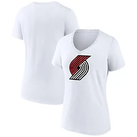 Women's  White Portland Trail Blazers Primary Logo V-Neck T-Shirt