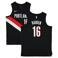 Maillot Nike Icon Swingman noir autographié par Yang Hansen (Portland Trail Blazers)