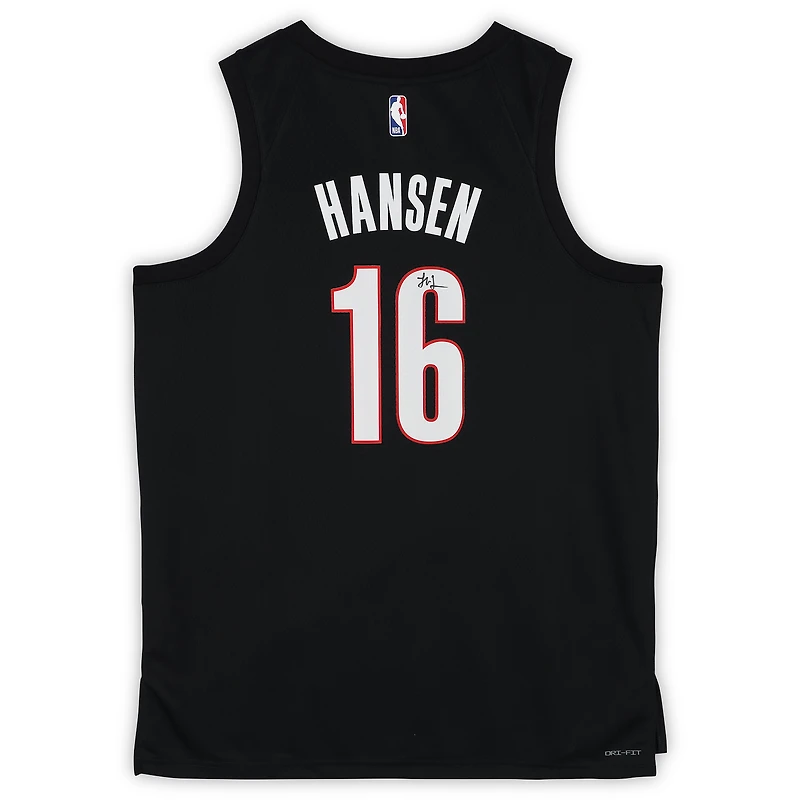 Yang Hansen Portland Trail Blazers Autographed Black Nike Icon Swingman Jersey