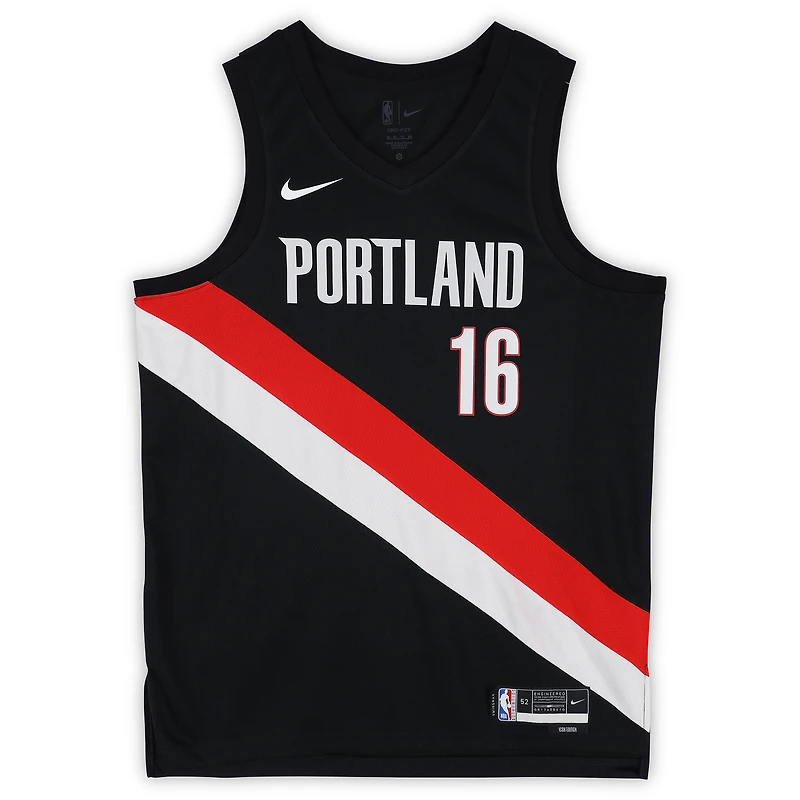 Yang Hansen Portland Trail Blazers Autographed Black Nike Icon Swingman Jersey