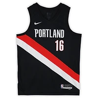 Yang Hansen Portland Trail Blazers Autographed Black Nike Icon Swingman Jersey
