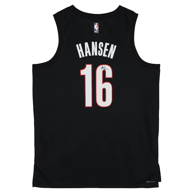 Yang Hansen Portland Trail Blazers Autographed Black Nike Icon Swingman Jersey