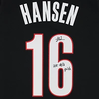 Yang Hansen Portland Trail Blazers Autographed Black Nike Icon Swingman Jersey with "25 #16 Pick" Inscription