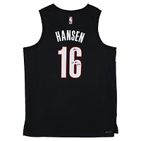 Yang Hansen Portland Trail Blazers Autographed Black Nike Icon Swingman Jersey with "25 #16 Pick" Inscription
