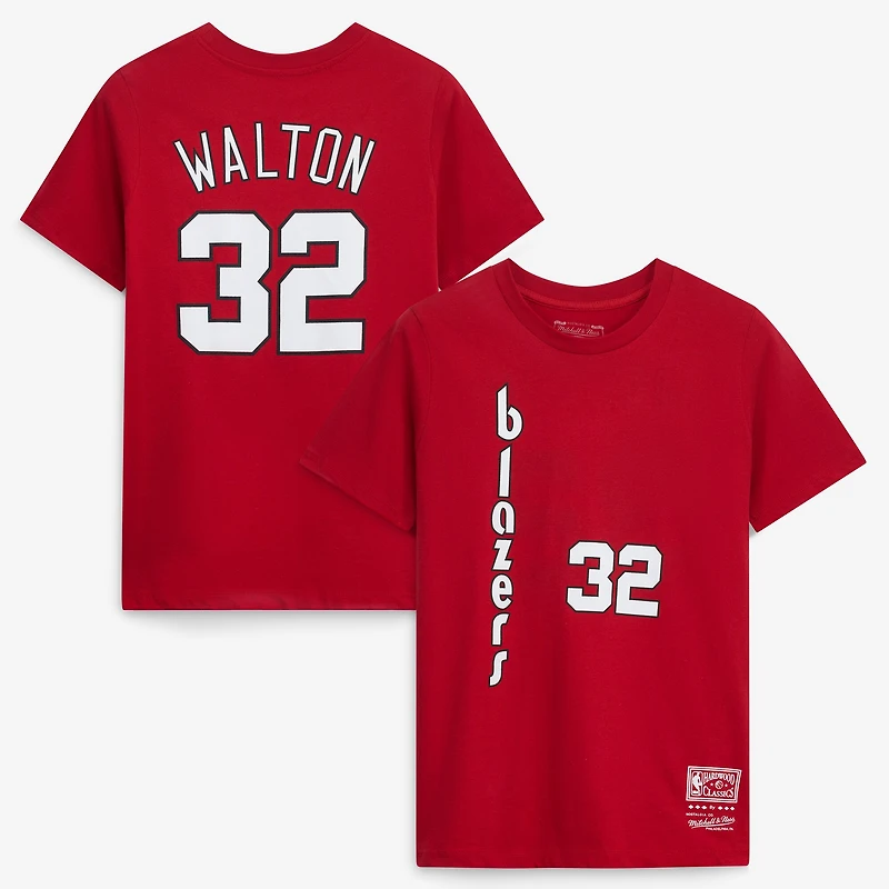 Youth Bill Walton Red Portland Trail Blazers Hardwood Classics Name & Number T-Shirt