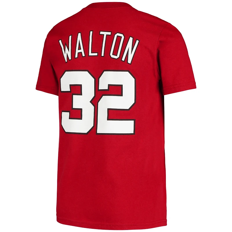 Youth Bill Walton Red Portland Trail Blazers Hardwood Classics Name & Number T-Shirt
