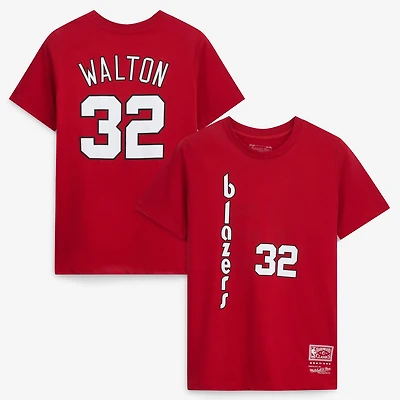 Youth Bill Walton Red Portland Trail Blazers Hardwood Classics Name & Number T-Shirt