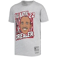 T-shirt pour jeune Mitchell & Ness Clyde Drexler gris Portland Trail Blazers Hardwood Classics King of the Court Player