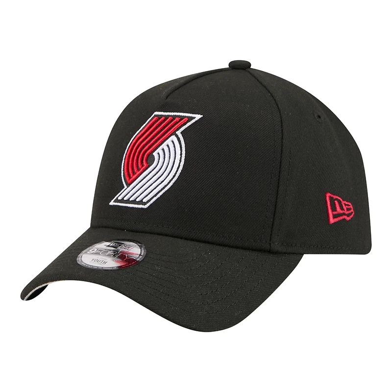 Youth New Era  Black Portland Trail Blazers 9FORTY A-Frame Adjustable Hat