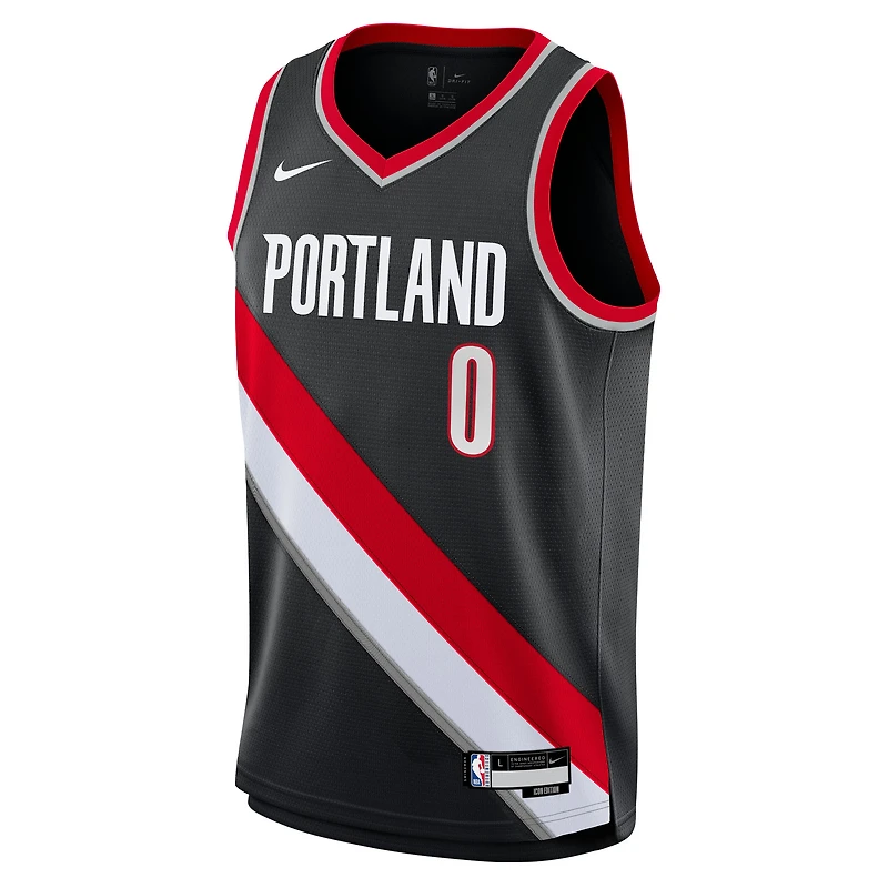 Youth Nike Damian Lillard Black Portland Trail Blazers Swingman Jersey - Icon Edition