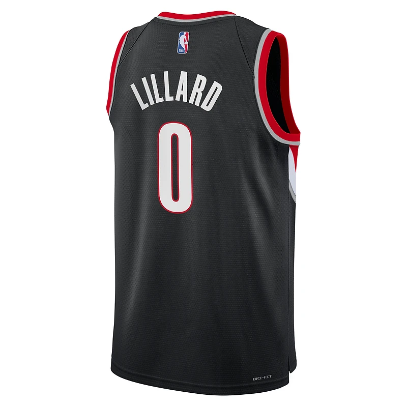 Youth Nike Damian Lillard Black Portland Trail Blazers Swingman Jersey - Icon Edition