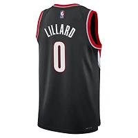 Youth Nike Damian Lillard Black Portland Trail Blazers Swingman Jersey - Icon Edition