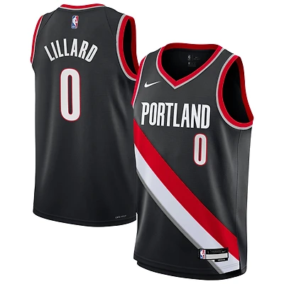 Youth Nike Damian Lillard Black Portland Trail Blazers Swingman Jersey - Icon Edition