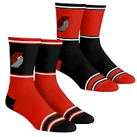 Lot de 2 paires de chaussettes à blocs de couleur pour jeunes Rock Em Socks Portland Trail Blazers