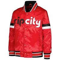 Veste rouge à bouton-pression en satin pour jeunes Starters Portland Trail Blazers Home Game Varsity