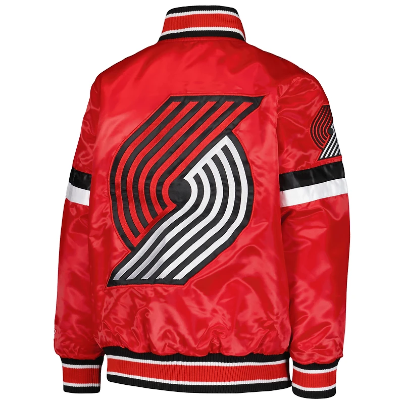 Veste rouge à bouton-pression en satin pour jeunes Starters Portland Trail Blazers Home Game Varsity