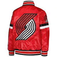 Veste rouge à bouton-pression en satin pour jeunes Starters Portland Trail Blazers Home Game Varsity