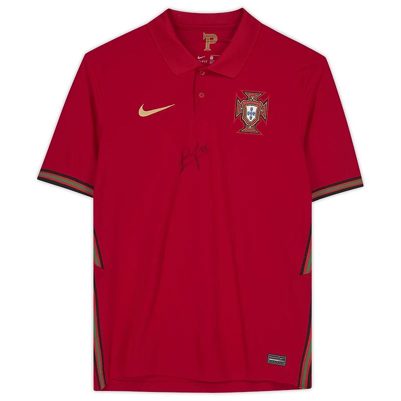 Maillot domicile Nike 2020-2021 dédicacé par Bruno Fernandes de l'équipe nationale du Portugal - Signature sur le devant