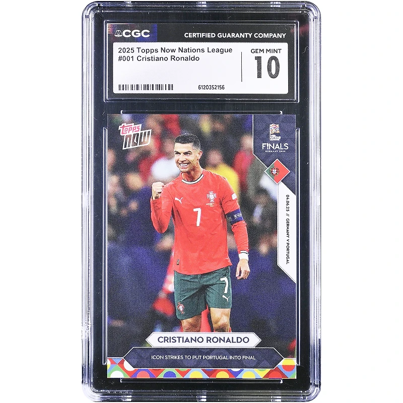 Cristiano Ronaldo Portugal National Team 2025 Topps Now Nations League Icon Strikes to Put Portugal in Final #1 CGC Authenticated 10 Card