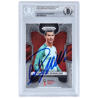 Carte authentifiée Panini Prizm World Cup 2018 #154 BAS autographiée par Cristiano Ronaldo de l'équipe nationale du Portugal