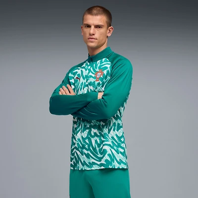 Haut à col zippé vert Puma pour homme, équipe nationale du Portugal, avant-match