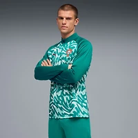 Haut à col zippé vert Puma pour homme, équipe nationale du Portugal, avant-match
