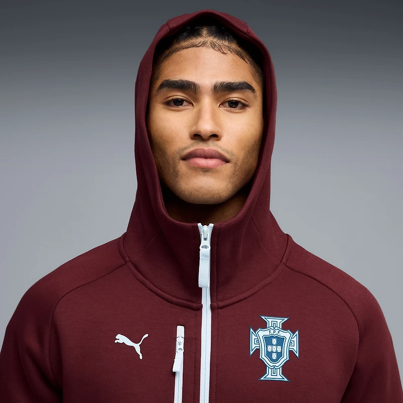 Sweat à capuche zippé PumaTech bordeaux de l'équipe nationale du Portugal pour homme