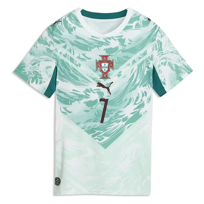 Maillot réplique extérieur vert Cristiano Ronaldo Puma pour femme, équipe nationale du Portugal 2026