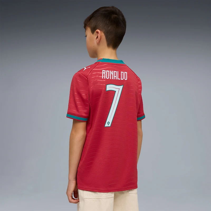 Maillot domicile réplique rouge Puma Cristiano Ronaldo de l'équipe nationale du Portugal 2026 pour jeunes