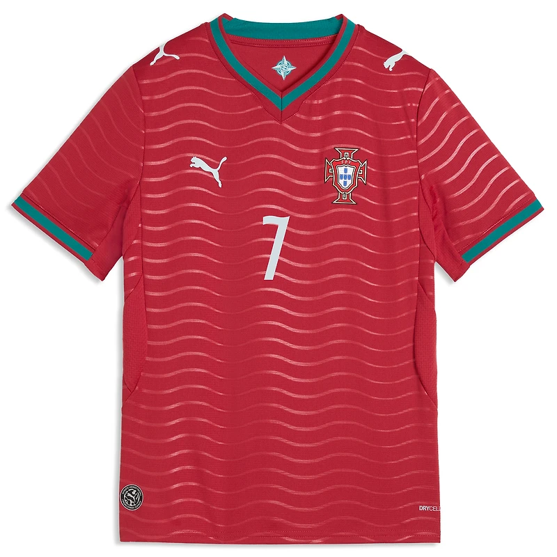 Maillot domicile réplique rouge Puma Cristiano Ronaldo de l'équipe nationale du Portugal 2026 pour jeunes
