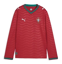 Maillot domicile réplique manches longues Puma rouge de l'équipe nationale du Portugal 2026 pour jeunes