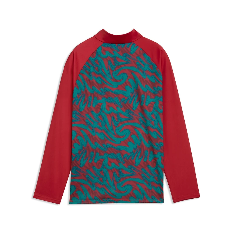 Pull-over Puma rouge pour jeunes de l'équipe nationale du Portugal, avant-match, à col zippé.