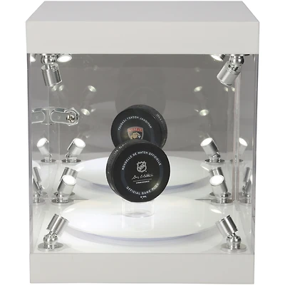Présentoir de rondelles de hockey à éclairage LED rotatif de qualité supérieure