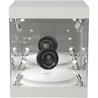 Présentoir de rondelles de hockey à éclairage LED rotatif de qualité supérieure