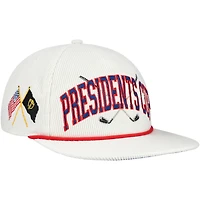 Casquette Snapback Coachella en velours côtelé Presidents Cup pour homme avec logo Barstool Golf Cream