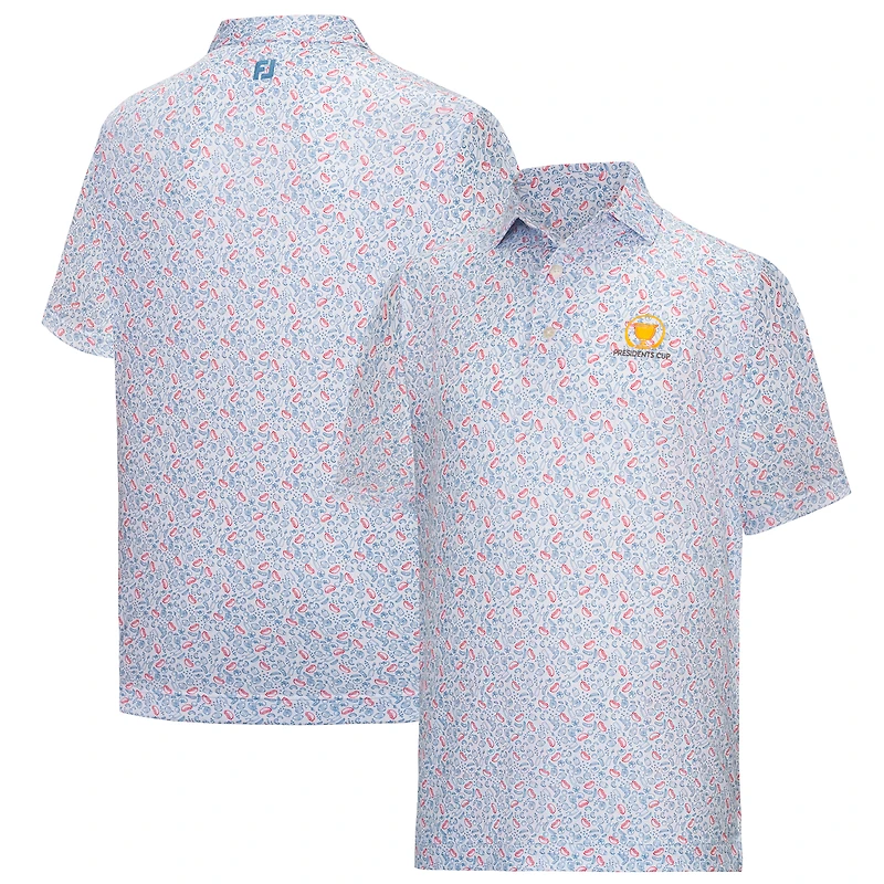 Men's FootJoy  White Presidents Cup 2026 President's ProDry Chicago Dog Print Lisle Polo