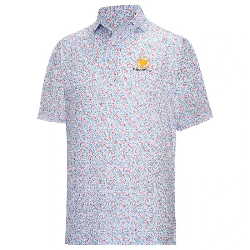 Polo FootJoy pour homme, blanc, Presidents Cup 2026, ProDry Chicago Dog Print Lisle