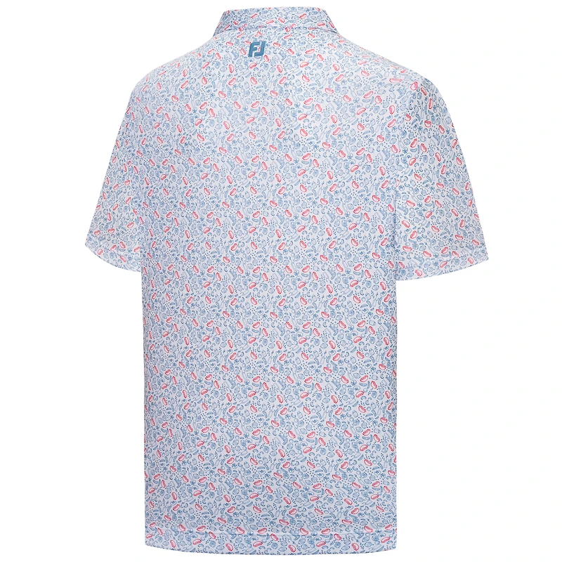 Men's FootJoy  White Presidents Cup 2026 President's ProDry Chicago Dog Print Lisle Polo