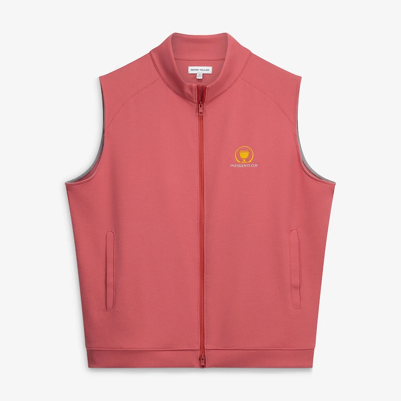 Men's Peter Millar Red Presidents Cup Cradle Pique Performance Full-Zip Vest