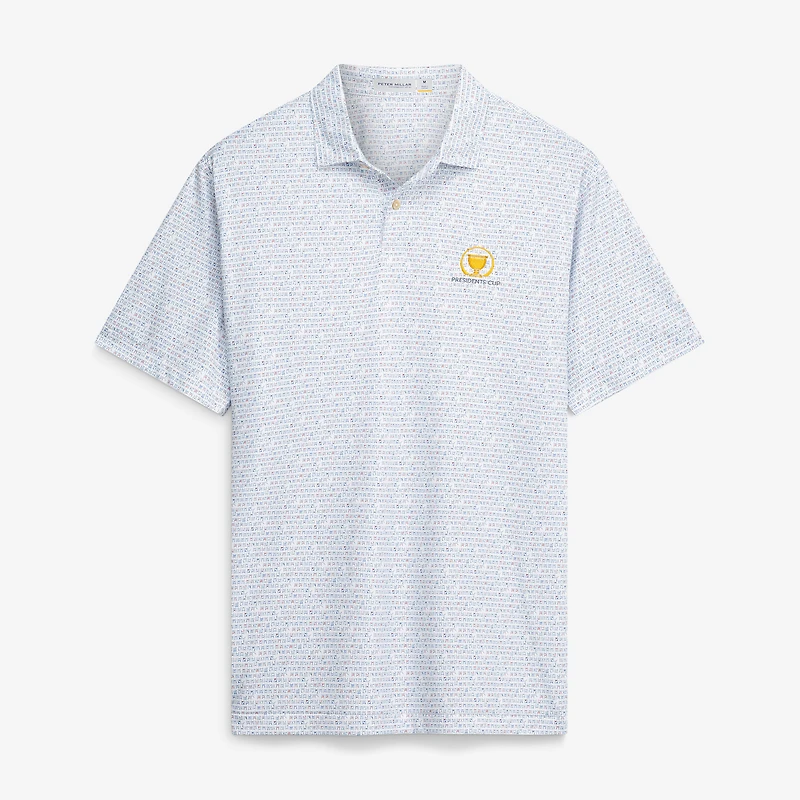 Men's Peter Millar  White Presidents Cup Featherweight Cornhole Performance Polo