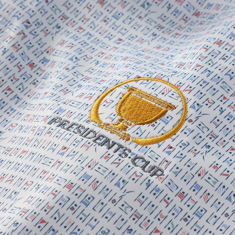 Men's Peter Millar  White Presidents Cup Featherweight Cornhole Performance Polo