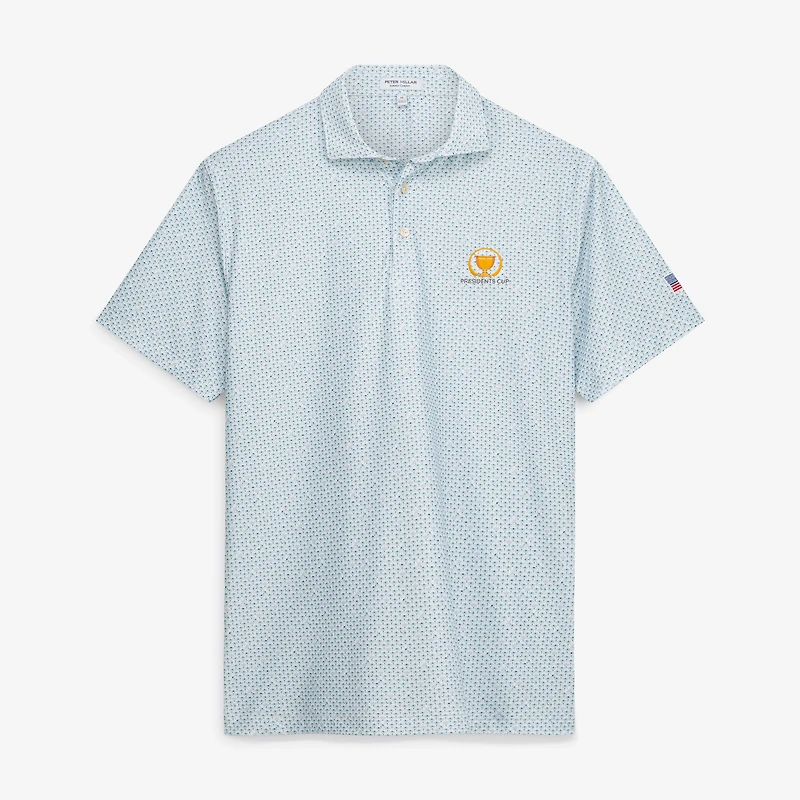 Men's Peter Millar  White Presidents Cup Team USA Flock Performance Jersey Polo