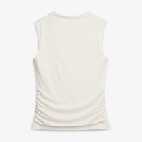 Women's Peter Millar  Cream Presidents Cup Rachel Houndstooth Print Ruched Sleeveless Top