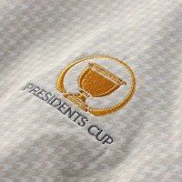 Women's Peter Millar  Cream Presidents Cup Rachel Houndstooth Print Ruched Sleeveless Top