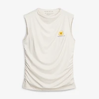 Women's Peter Millar  Cream Presidents Cup Rachel Houndstooth Print Ruched Sleeveless Top