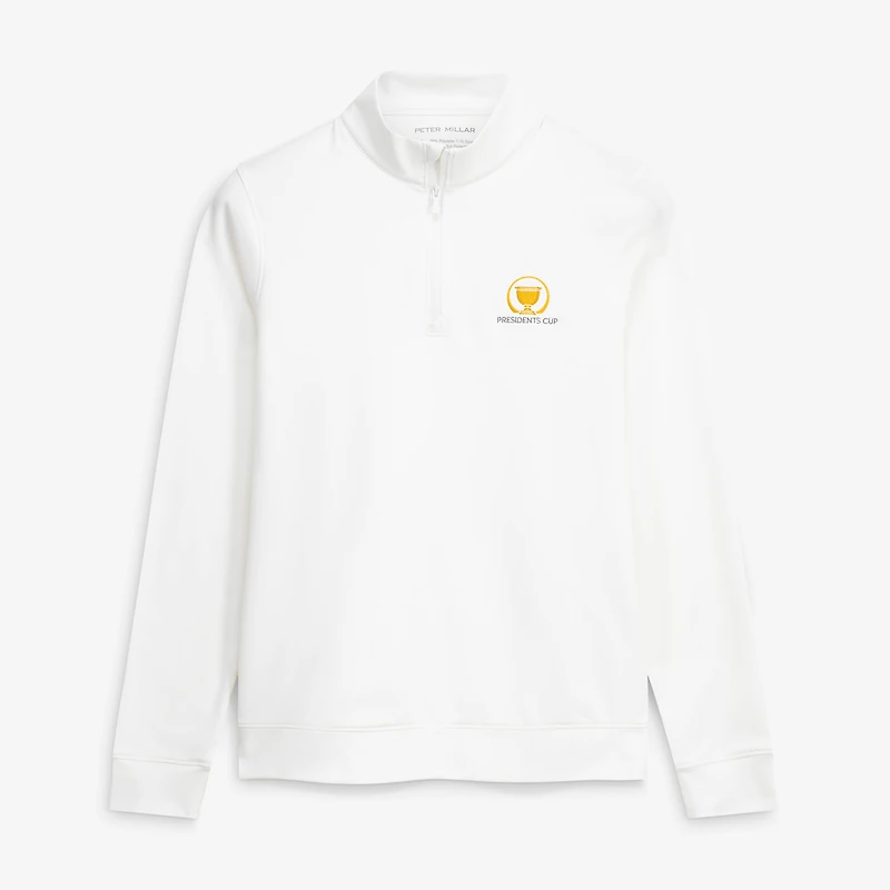 Pull-over à col zippé Peter Millar blanc Presidents Cup Perth Performance pour femme